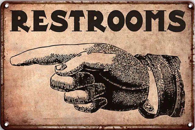 Signs-USA Retro wandbord - metaal - Restrooms - 20 x 30 cm Beige