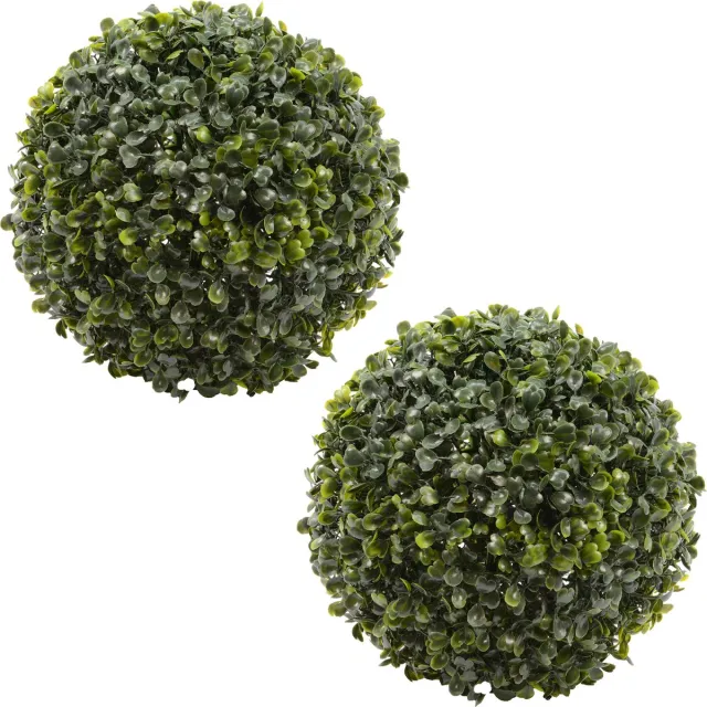 Everlands buxus kunstplant - 2x - D36 cm - groen - kunststof - rond