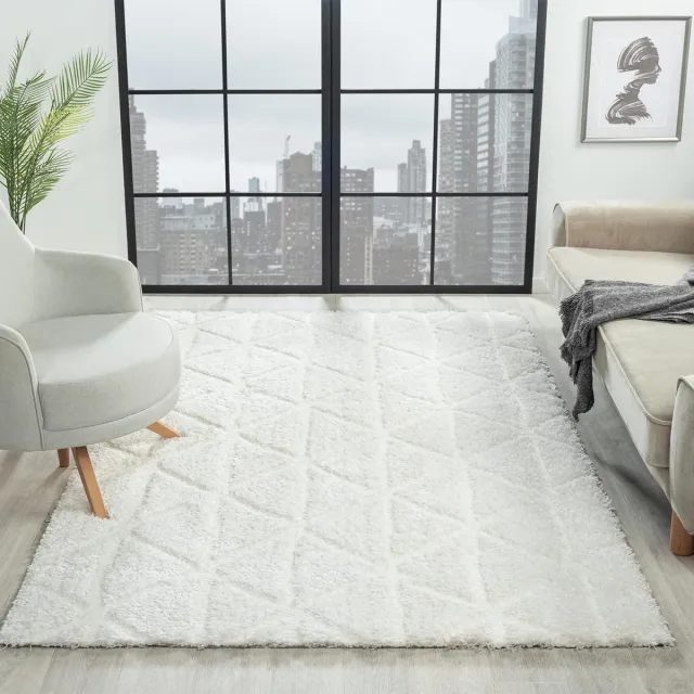 Unyqoos Ultrazacht hoogpolig vloerkleed met ruitpatroon voor ultiem comfort en stijl
