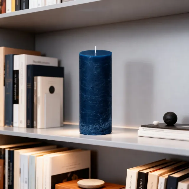 Arti Casa Rustieke Kaars - Bolkaars van Wax - Langdurige Brandtijd - Stijlvolle Rustieke Uitstraling - Zorgt voor Warme Ambiance - Geschikt voor Elke Woonruimte - Ø7x16 cm - Blauw