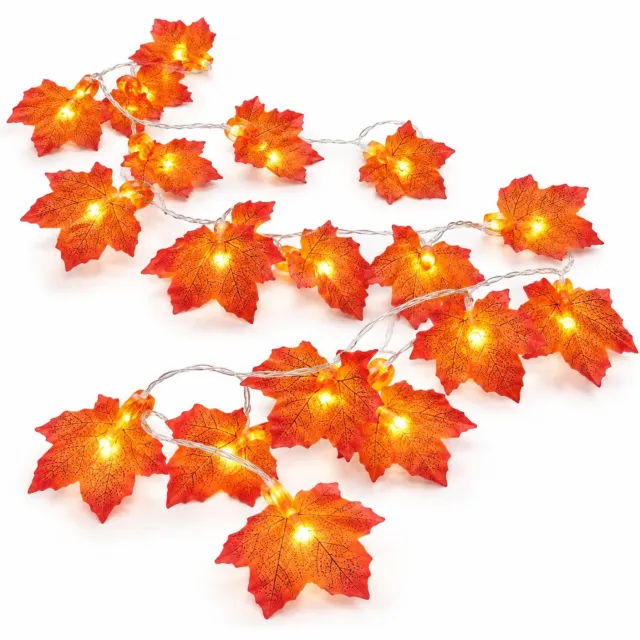 VHV Halloween Decoratie - Halloween Lichtslinger - Herfst Decoratie Lichtslinger - Batterij Aangedreven - Sdoornblad & Pompoen - Sfeerverlichting Binnen & Buiten - Voor Thanksgiving en Halloween - Binnen en Buiten Herfstslinger