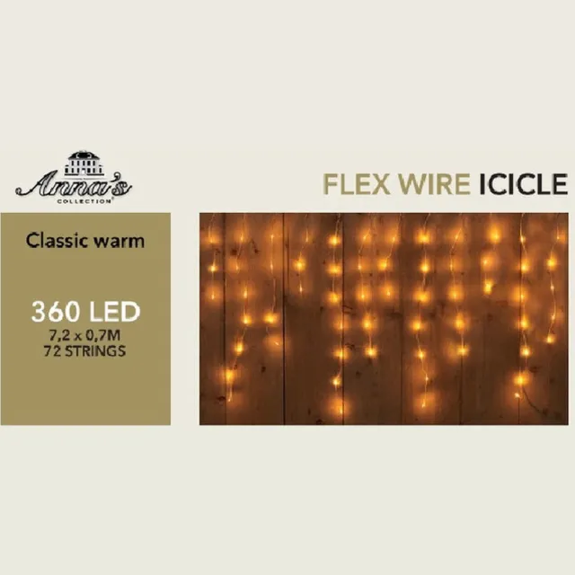 Anna's Collection Ijspegelverlichting -360 led lampjes - warm wit - 720 x 70 cm - lichtsnoer
