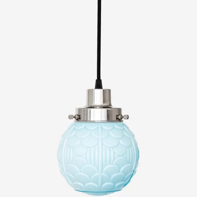 Coloured by Art Hanglamp aan snoer Arcade Misty 20's Nikkel - Art Deco Trade Zachtblauw