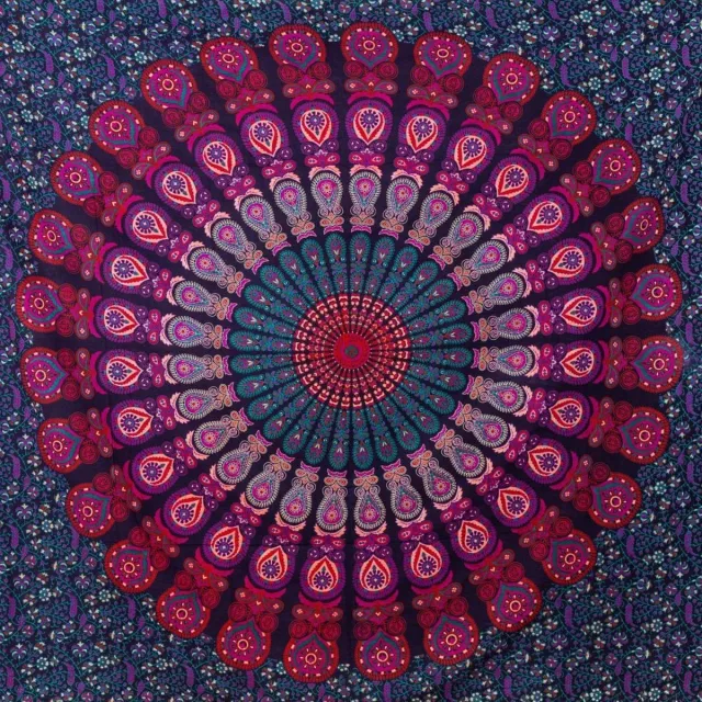 Ibenzoa Wandtapijt Mandala - Kleurrijk Katoen, Boho Wanddoek 210x230cm paars
