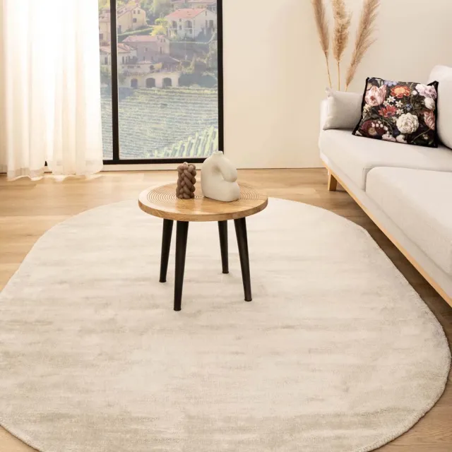 Paon Brillant Viscose vloerkleed ovaal - Glamour ivoor 160x240