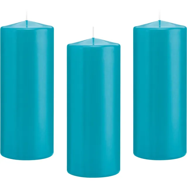 Trend Candles Cilinderkaars/stompkaars - 8x - turquoise - 8 x 20 cm - 119 branduren - horeca kaarsen