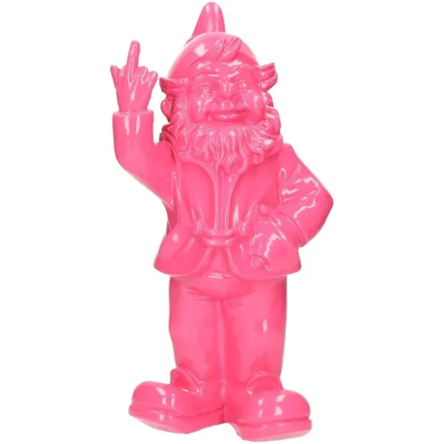 Stoobz Design Tuinkabouter - roze - fuck you middelvinger - 30 cm