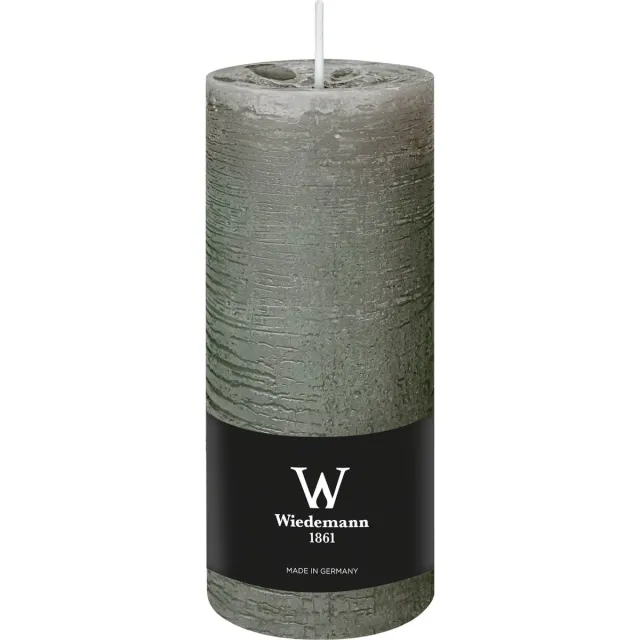 Wiedemann Cilinderkaars/stompkaars - rustieke kaars - lichtgrijs - 7 x 16 cm - 66 branduren