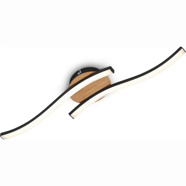 B.K.Licht BRILONER - LED Plafondlamp- hout en zwart - warm wit licht - 3.000 K - 960Lm - 2W