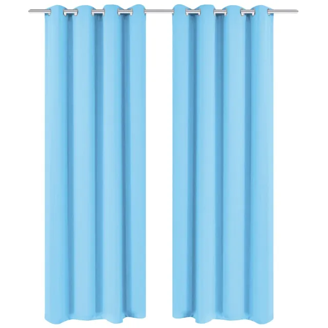 vidaXL Gordijnen met metalen ringen verduisterend 135x175 turquoise 2 st
