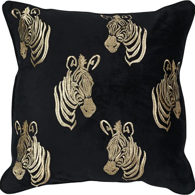 Mars & More Sierkussen - Fluweel Zebra * - Zwart - 45 Cm X 45 Cm