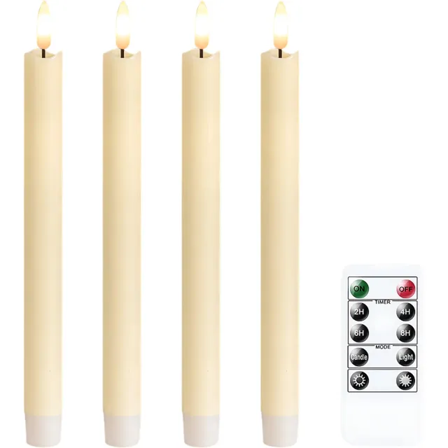 SNJY® LED Kaarsen met Bewegende Vlam - Waxinelichtjes Oplaadbaar - Theelichtjes - Nep Kaarsen - Afstandsbediening - 4 Stuks - Ivoor