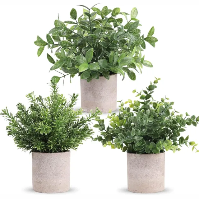 Unyqoos Set van drie levensechte kunstplanten voor stijlvolle interieurdecoratie Groen