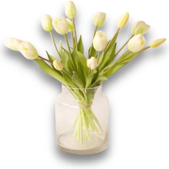 Winq Kunsttulpen In Wit -15 tulpen-kunstbloemen-ex vaas wit; tillia