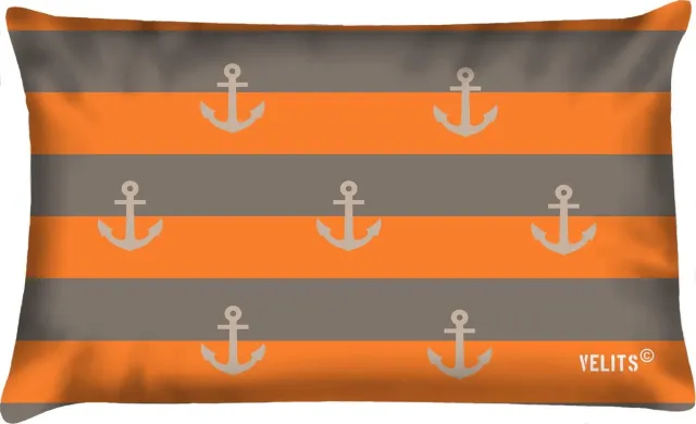 Velits outdoor Sierkussen - Buitenkussen La Dolce Vita Oranje Grijsbruin Waterafstotend Bootkussen Streep Ankers