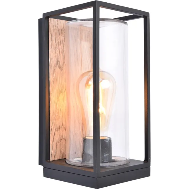 Lutec Flair Wandlamp voor buiten - Houteffect - E27 - 40W - Mat Zwart