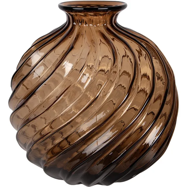 Clayre & Eef Vaas Ø 24x25 cm Bruin Glas