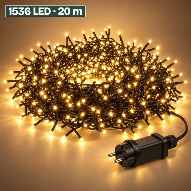 Levano Kerstboomverlichting 1536 LED 20 m Warm Wit - Kerstverlichting Binnen en Buiten - Clusterverlichting - Kerstlampjes - Kerstboom Lampjes - Kerstversiering - Kerstlichtjes - Treecluster - Sfeerverlichting - LED Lichtsnoer - Timer - IP44