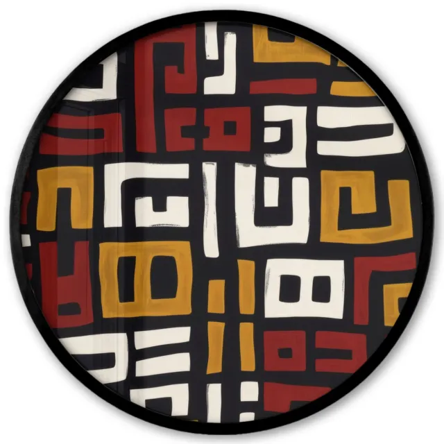 FrameYourWall Poster in lijst Rond - Fotolijst 40x40 cm - Posters - Abstract - Patroon - Rood - Ronde posterlijst zwart - Decoratie - Wanddecoratie woonkamer - Muurdecoratie slaapkamer