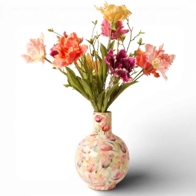 Winq Boeket Parkiettulpen Multicolor-incl. Vaas-Lengte 65 cm-Kunsttulpen 10stuks rood