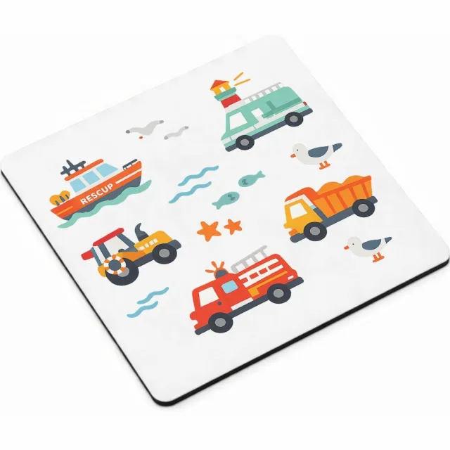 Mr Cadeautjes MDF magnetische fotolijst vierkant 9,5 - design Reddingsvoertuigen op zee | cadeau Wit