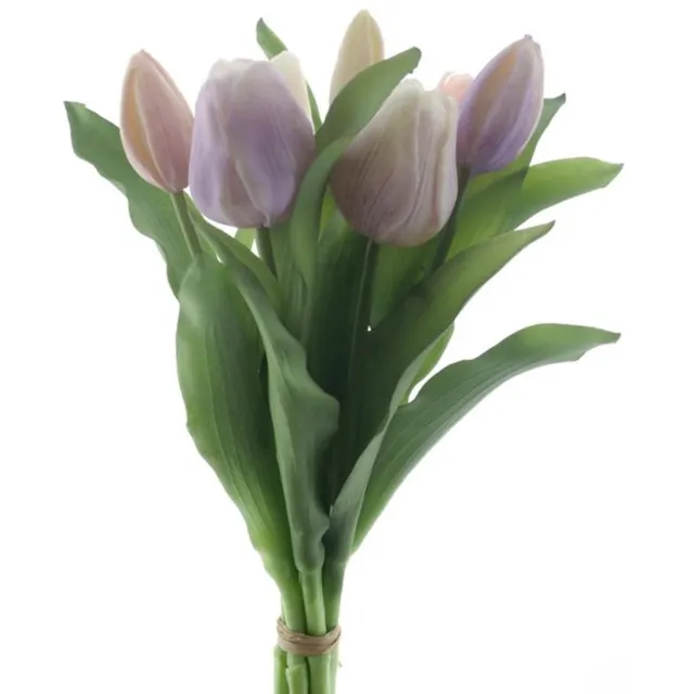 Vermeer 7 kunst tulpen Vermeer-boeket van 7 purple/laven combo kunsttulpen-Real Touch Vermeer tulip bundle Sally X7 purple/laven combo 31cm