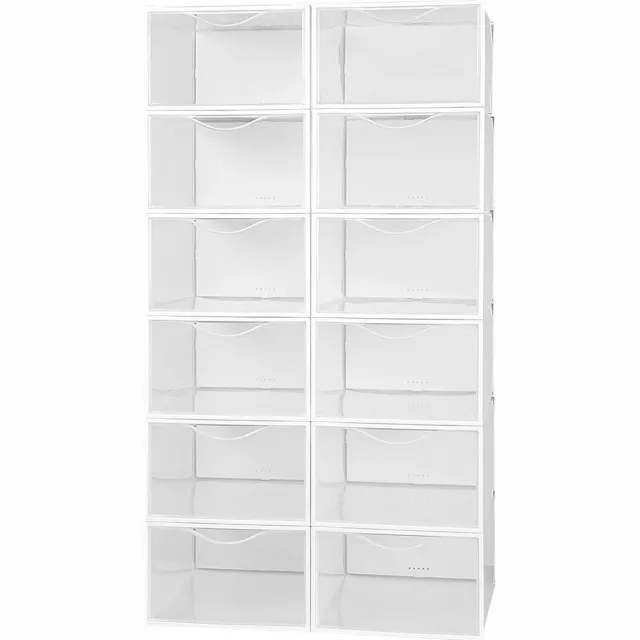 Max Home Pack 12 Dozen Stapelbaar Plastic Schoenen En Antivuelco Transparant Multicolor