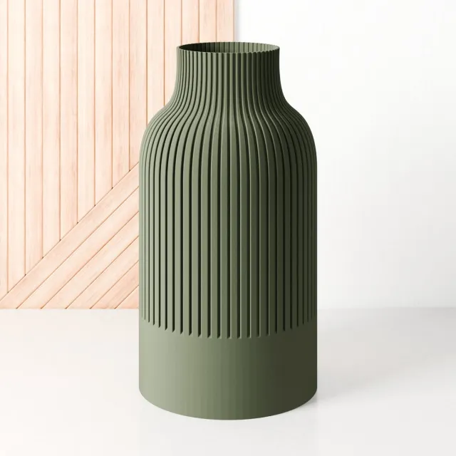 Fleuriek Vaas - Groen - H30 cm - Japandi Vaas - Minimalistisch design - Bloemenvaas van bio kunststof - Japandi living decoratieve vaas