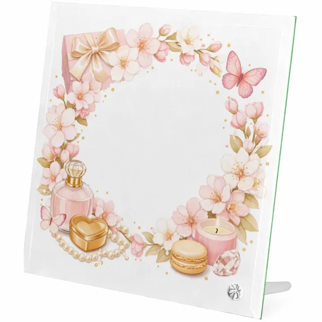 Mr Cadeautjes Glasframe 20 x 20 - design Romantische seizoenskrans met cadeau-gevoel | cadeau Wit