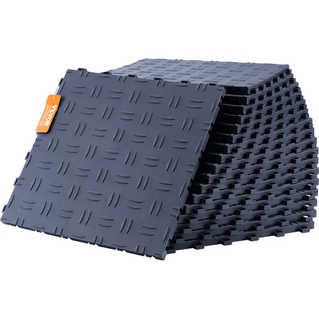 Vevor Garagevloerbeslag 305 X 305 X 13,4 Mm Set Van 25 IndustriëLe Vloer Antislip Dubbelzijdige Structuur Garagevloer voor Garages Kelders Reparatiewerkplaatsen Grafietgrijs