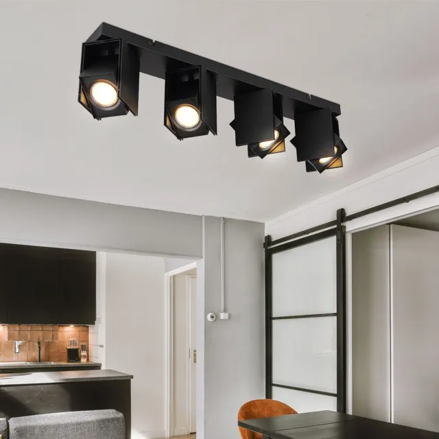 Globo Plafondlamp Plafondspot zwart Plafondspots 4 vlammen Woonkamerlamp met verstelbare spots, metaal, 4x GU10 fitting, LxBxH 61,2x8,4x15,7 cm