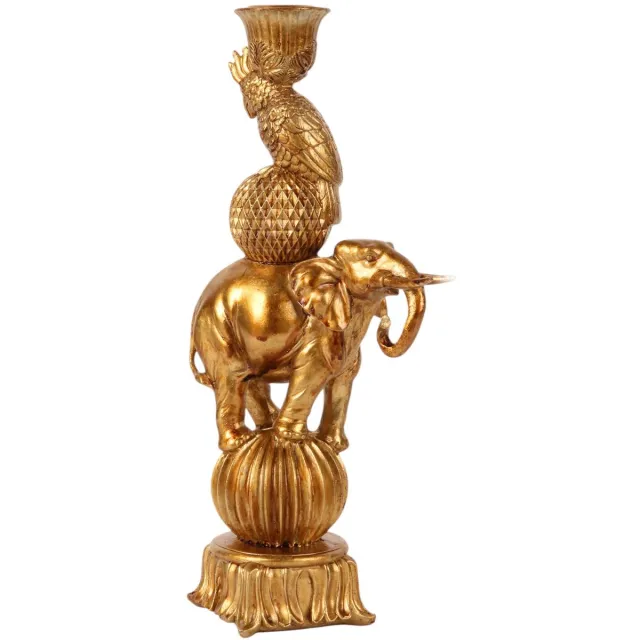 Baroque Kandelaar - Kandelaar Olifant 27 cm - Goud - Resin - 27x11.5x8.5 - Polyresin Gold