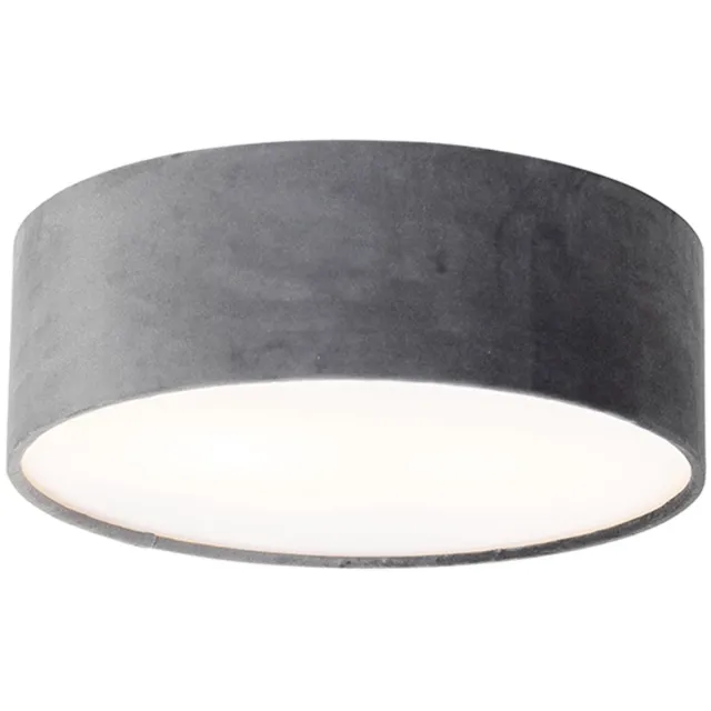QAZQA drum - Moderne Plafondlamp - 2 lichts - Ø 30 cm - Grijs - Woonkamer | Slaapkamer | Keuken