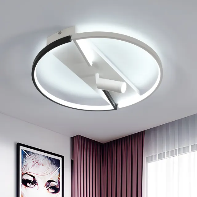 Haobosic Ronde LED plafondlamp, zwart/wit aluminium, 48x48x11cm, 42W, koel wit licht 6500K, CRI80, 220V, Europa