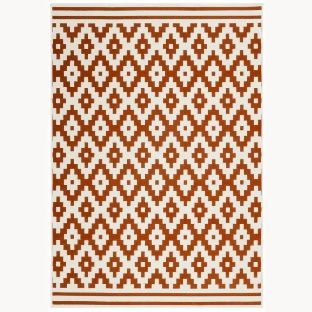Dutch XXL Scandinavisch Vloerkleed | Tapijt | Now | Ruiten | Ivoor/Oranje