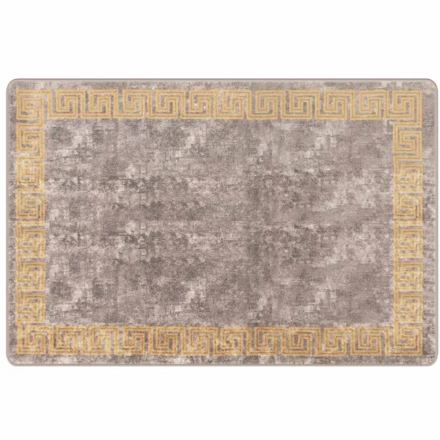 vidaXL Tapijt - Runner - MARSA - Grijs - en - Goud - 100 - x - 150 - cm - Polyester - en - PVC