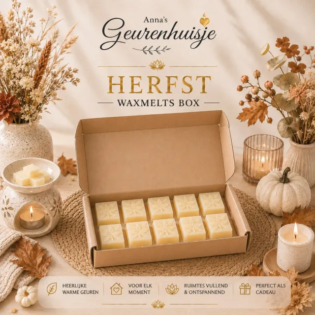 Anna's Geurenhuisje Waxmelts - Herfstbox - Handmade - Geinspireerde geuren - Herfst geuren - Dierproefvrij - Huisparfum - Geurkaars - voor in geurbrander Creme