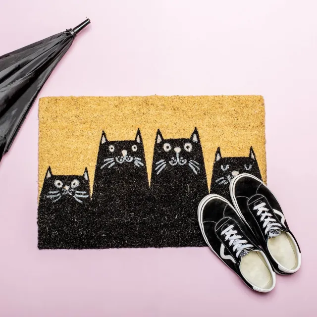 Fisura Katten Deurmat beige,bruin,wit,zwart