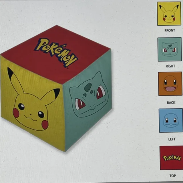 Pokémon Pokemon Pikachu kussen sierkussen kubus 25x25x25cm Polyester Geel