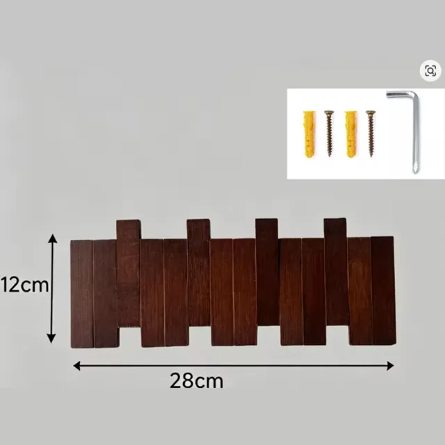 Blue Flamingo Wandkapstok hout – Inklapbare Design Kapstok met 4 Haken – Piano / Accordeon Kapstok – Ruimtebesparend – Voor Hal, Slaapkamer & Badkamer Donkerbruin