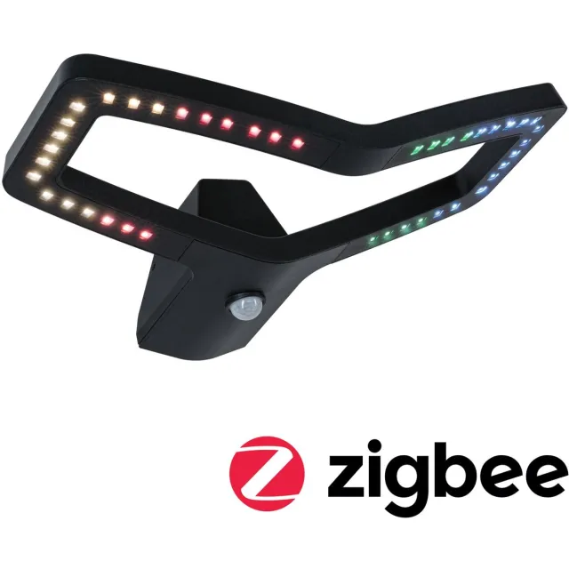 Paulmann LED-wandarmatuur voor buiten Smart Home Zigbee 3.0 Alara Schemergestuurde bewegingsmelder (IR) IP44 hoekig 375x270 mm RGBW+ 10W 450lm 230V Antraciet Metaal