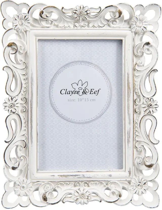 Clayre & Eef Fotolijst 10x15 cm Wit Kunststof