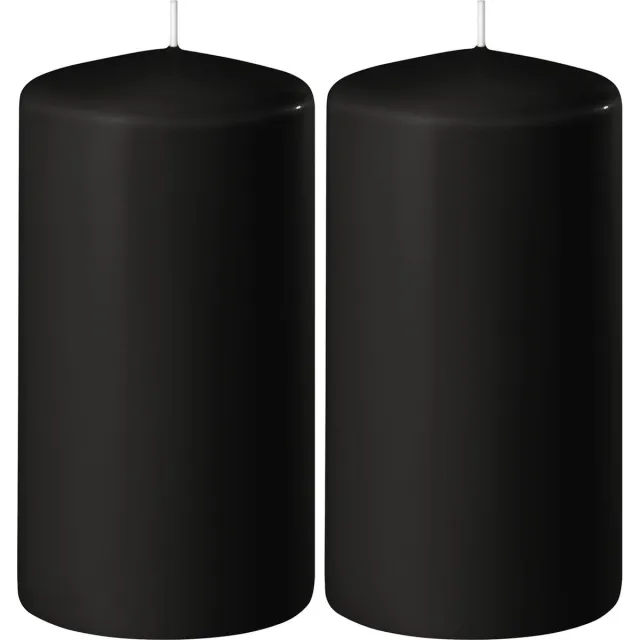 Enlightening Candles Cilinderkaars/stompkaars - 2x - zwart - D6 x H15 cm - 58 branduren - Dikke kaarsen - Voor kandelaar of plateau