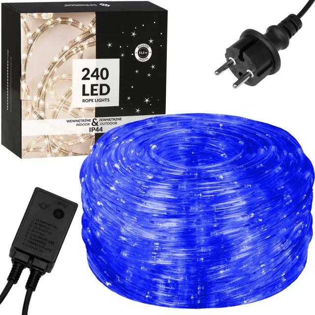 springos Lichtslang | Lichtsnoer | Lichtsnoer Binnen | Lichtsnoer Buiten | Lichtslinger | 10 m | Blauw | 240 LED