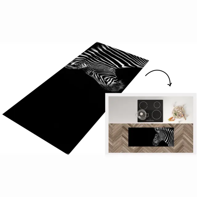 KitchenYeah Keukenloper - Loper keuken - Zebra - Wilde dieren - Zwart - Keukenloper vinyl Multicolor
