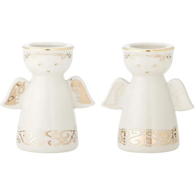 Bloomingville Kandelaar aardewerk wit Faella - set van 2 White