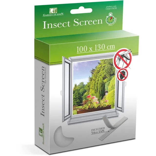 Garden Of Eden Insectengaas Raamhor – Met Klittenband – 100x130 Cm – Wit – Wasbaar En UV-Bestendig – Voor Ramen En Deuren [11601WH]