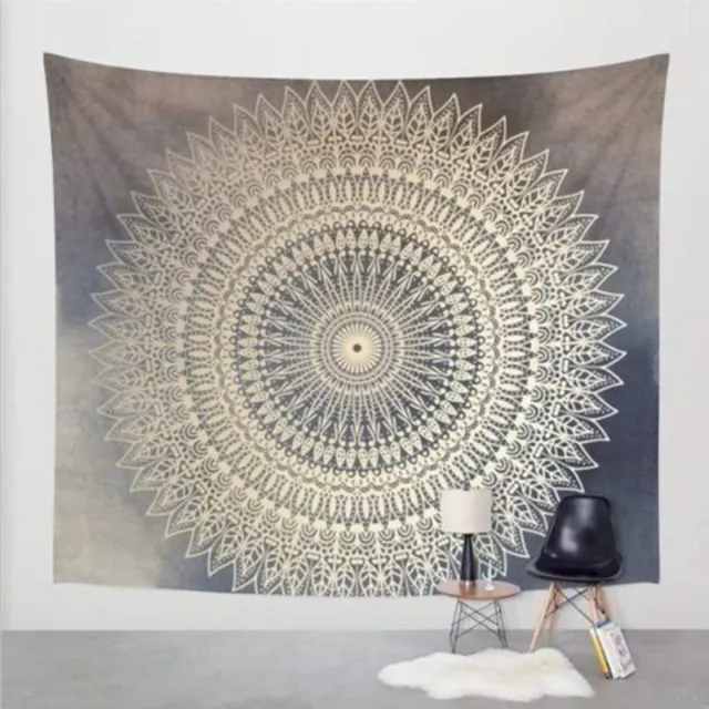 Ibenzoa Uniek Indiaas Wandtapijt in Mandala en Boho Stijl voor Interieurdecoratie beige
