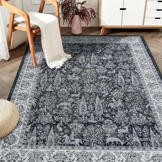 Unyqoos Grijs laagpolig tapijt met antislip en eigentijds design 200 x 300 cm