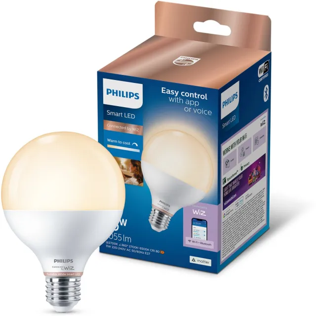 Philips Smart Lighting - LED-lamp - E27 fitting - Warm- tot koelwit licht - Dimbaar - 75W - Globelamp: G95 - Wifi